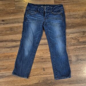 American Eagle Outfitters Dark Blue Cropped/Capri Jeans